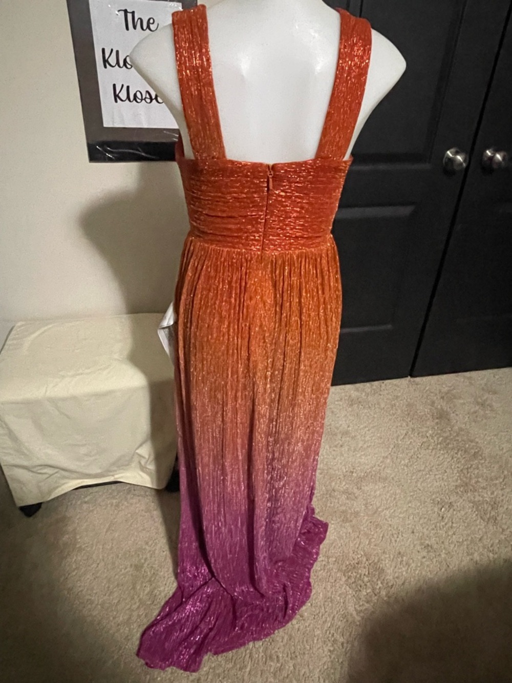 Dress the Population Shimmery Orange Cutout Maxi Dress - Picture 5 of 6